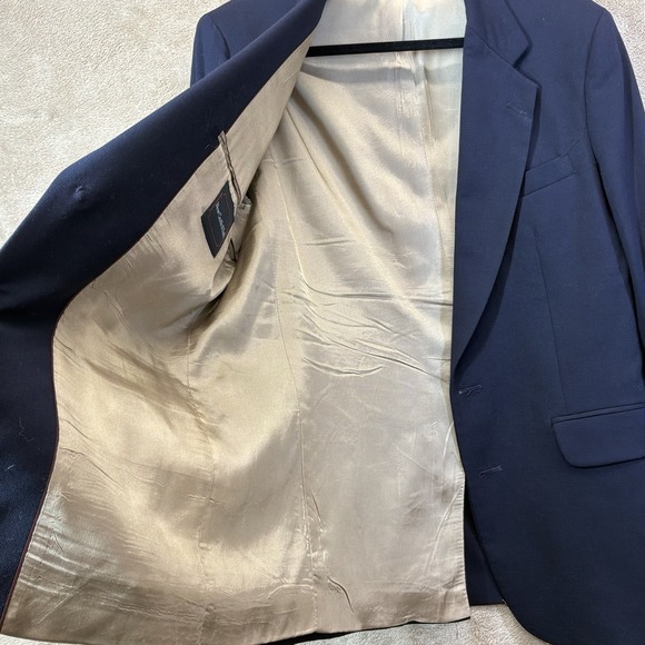 Vtg USA Made 40R Navy Blue Hopsack Gold Button Mens Blazer Sport Coat Jacket - Picture 9 of 9